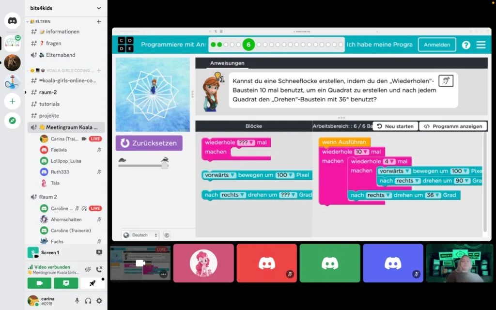Online-Coding-Workshop für Kinder mit visueller Programmierung und Live-Unterricht - bits4kids